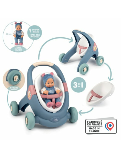 Baby Walker 3 en 1 et poupon Little Smoby