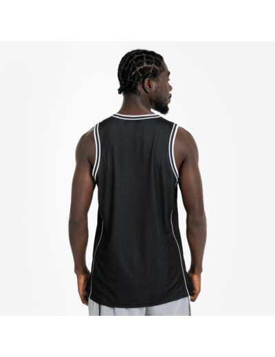 Maillot de Basketball sans manche réversible Adulte - TKR-500 noir blanc