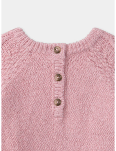 Pull torsadé rose pâle fleurs