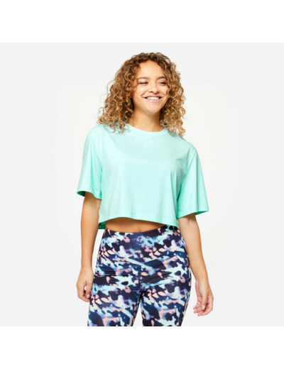 T-shirt crop top femme, vert menthe