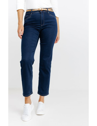 Pantalon 7/8 Satin Denim Brut Ceinture