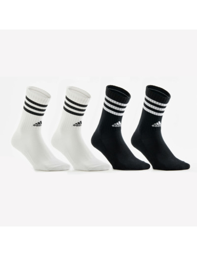 CHAUSSETTES DE SPORT HAUTES ADIDAS STRIPES NOIR BLANC LOT DE 4