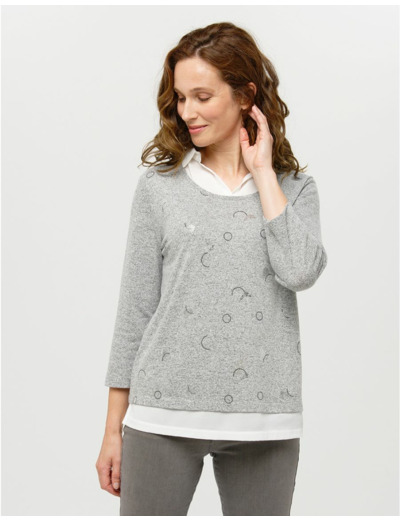 Pull chemisier 2en1 gris