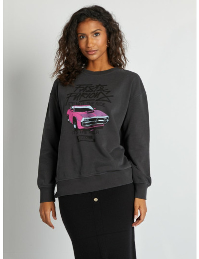 Sweat 'Fast & Furious' style vintage - Noir