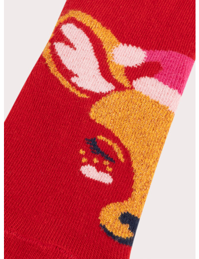 Chaussettes rouge animation biche pour fille