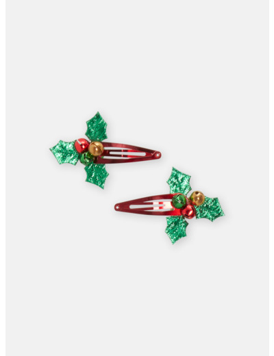 Lot de 2 barrettes clips noël pour fille