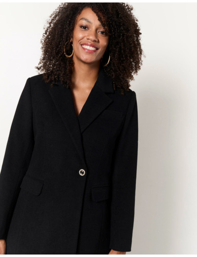 Manteau long uni NOIR Femme