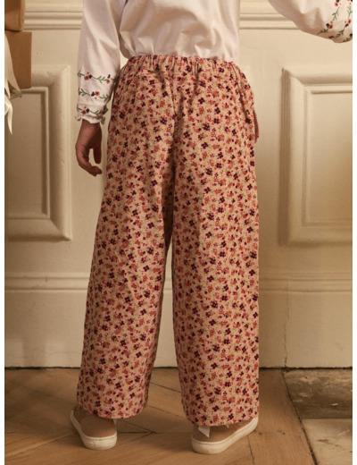 Pantalon fleuri en velours