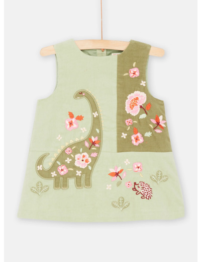 Robe verte en velours pour bébé fille