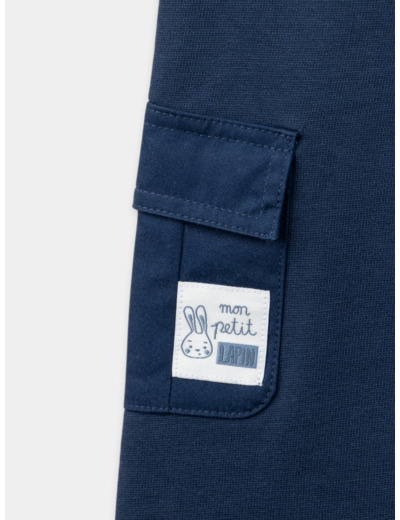 Pantalon confort bleu marine à poches effet cargo