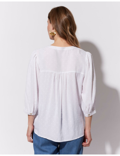 Blouse manches 3/4 unie BLANC Femme