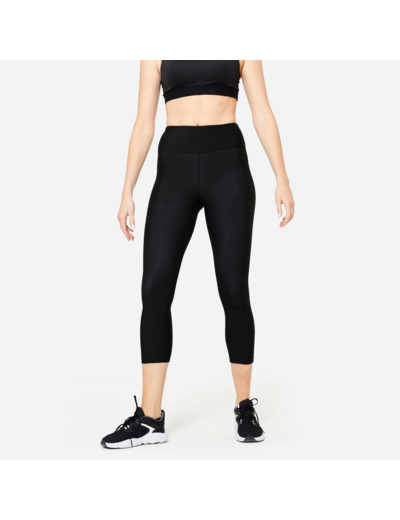 Legging de fitness court cardio femme, noir fumé