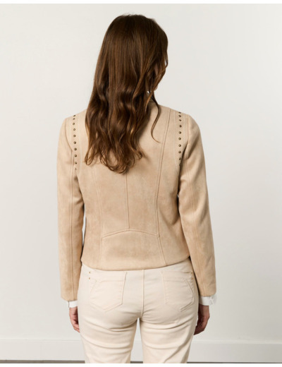 Perfecto court uni BEIGE Femme