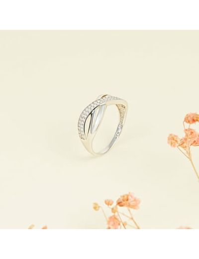 Bague CLEOR en Argent 925/1000 Blanc et Oxyde Blanc