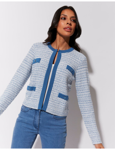 Gilet jacquard BLEU Femme