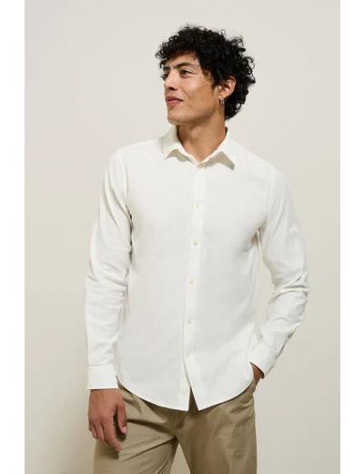 Chemise en coton piqué unie - Ecru