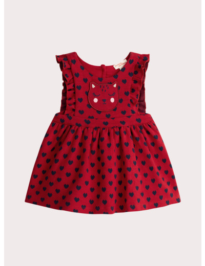 Robe rouge à imprimé cœur pour bébé fille