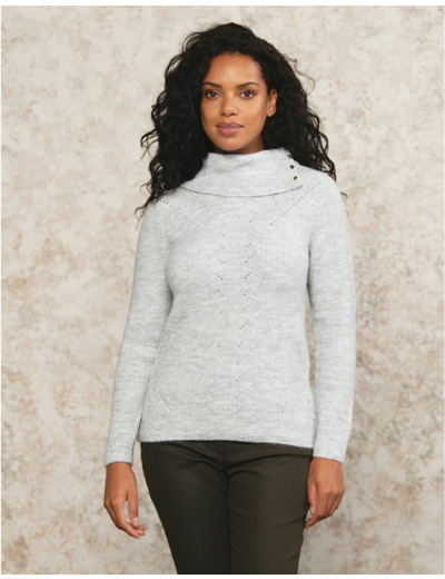 Pull gris col montant