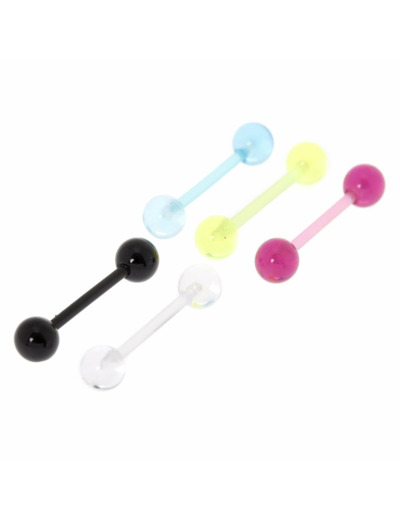 Barres de piercing de langue fluo 1,6 mm - Lot de 5