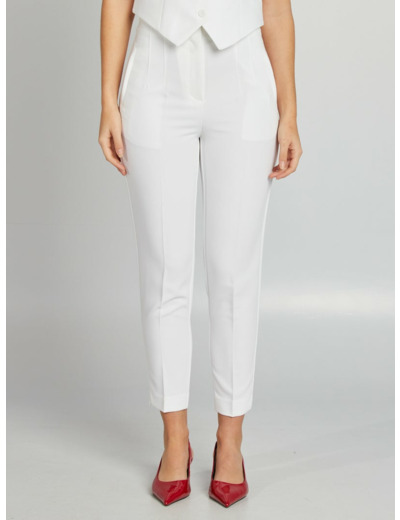 Pantalon droit taille haute - blanc