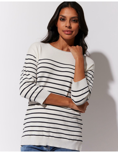 Pull marinière rayé BLANC Femme