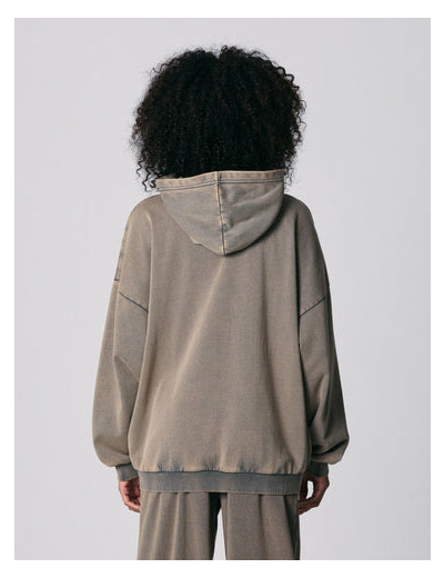 Sweat zippé à capuche oversize marron clair