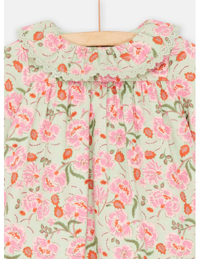 Robe en twill avec un motif fleurs bébé fille