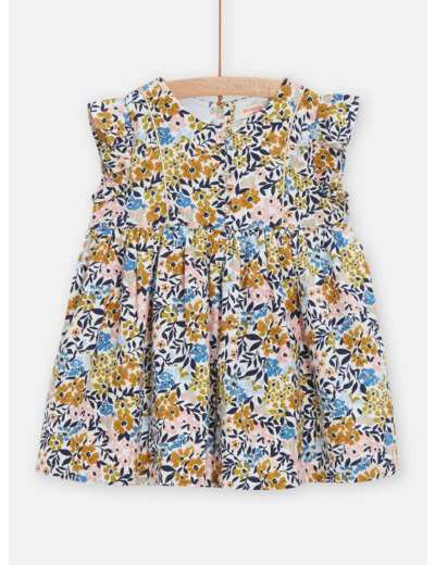 Robe écrue à imprimé fleuri pour bébé fille