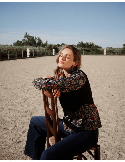 Blouse manches longues imprimé à fleurs MARINE Femme