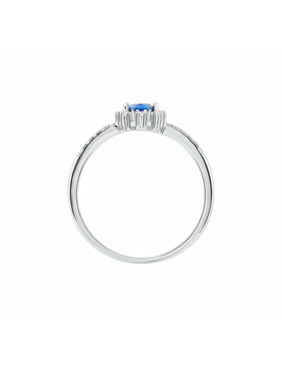 Bague CLEOR en Argent 925/1000, Verre Bleu et Oxyde