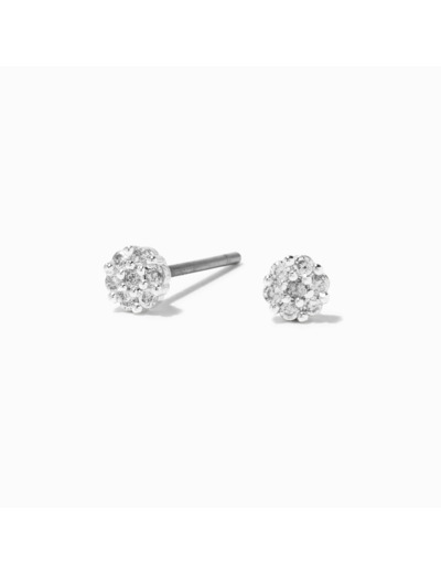 Clous d'oreilles 3 mm en zircon cubique d'imitation pavés couleur argentée