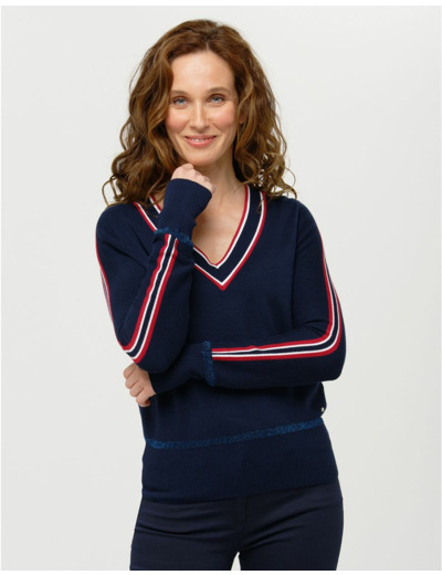 Pull V marine sport chic