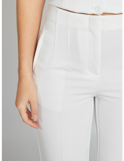 Pantalon droit taille haute - blanc