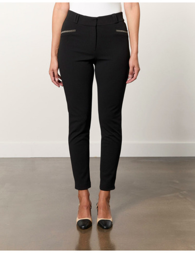 Pantalon 7/8 cigarette uni NOIR Femme