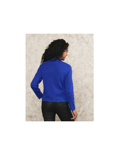 Gilet col montant bleu