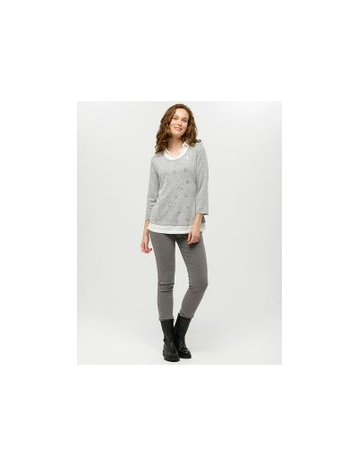 Pull chemisier 2en1 gris