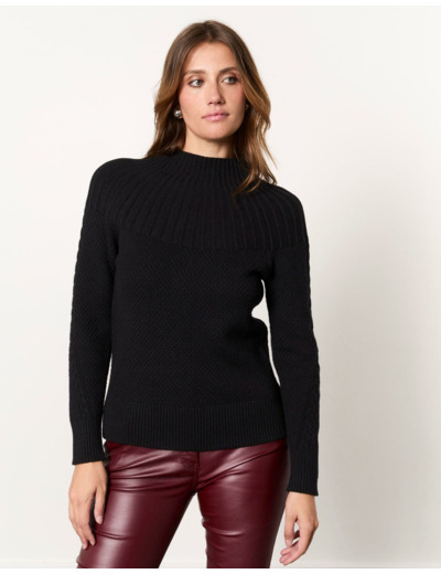 Pull épais uni NOIR Femme