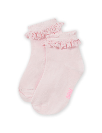 Chaussettes rose pâle détail dentelle enfant fille