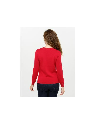 Pull rouge col irisé