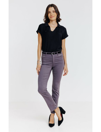 Pantalon 7/8 Coton Viscose Avec Ceinture