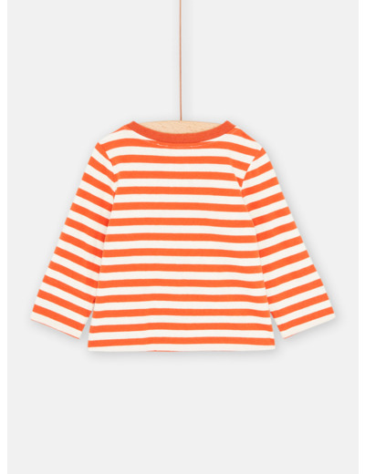 T-shirt écru et orange réversible pour bébé garçon