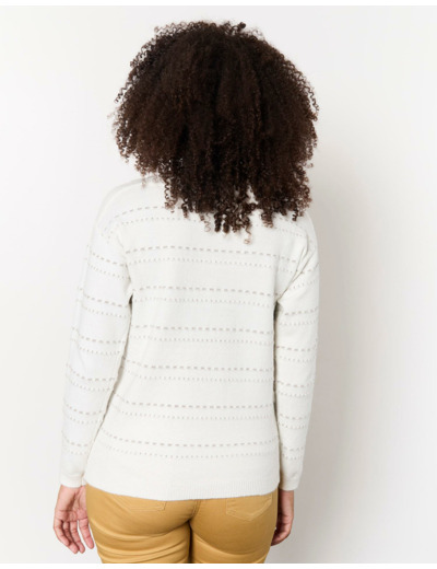 Pull épais rayé BLANC Femme