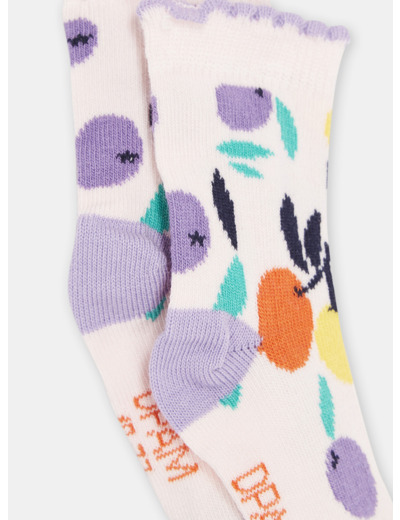 Chaussettes rose pâle à imprimé fruits bébé fille