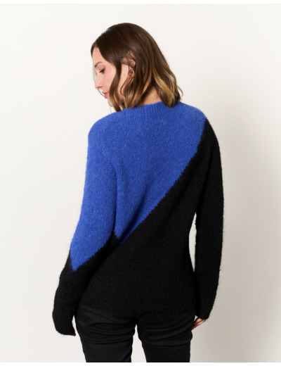 Pull épais contenant de la laine color bloc NOIR Femme