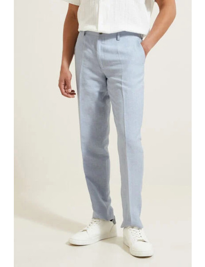 Pantalon de costume contenant du lin slim - Bleu clair