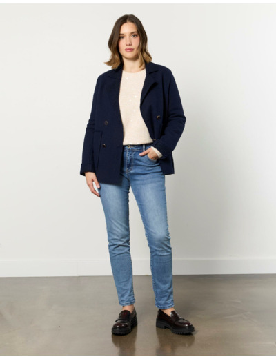 Manteau mi-long uni MARINE Femme