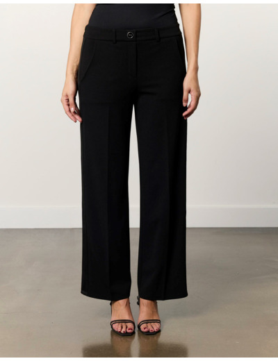 Pantalon long large uni NOIR Femme