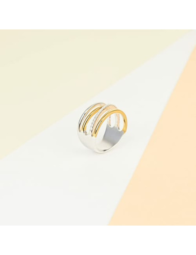 Bague L'ADORÉE en Argent 925/1000 Bicolore et Oxyde Blanc