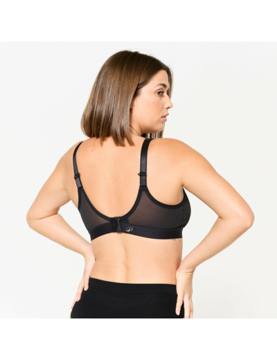 Brassière bretelles croisables maintien fort femme, Noir