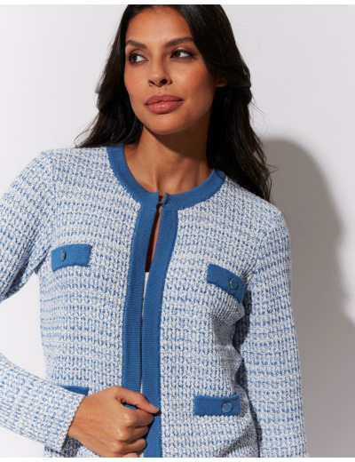 Gilet jacquard BLEU Femme